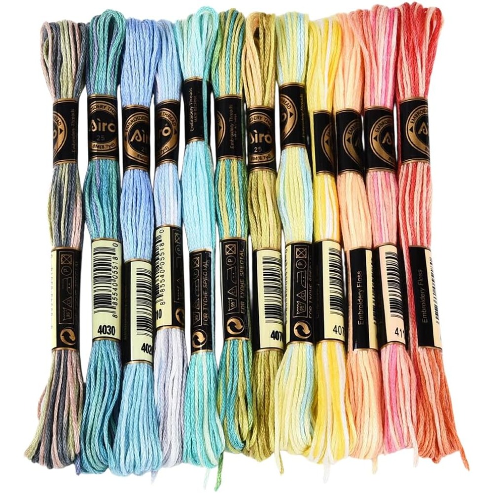 Embroidery Floss Thread - 12 Rocchetti da 105 Iarde, Filo