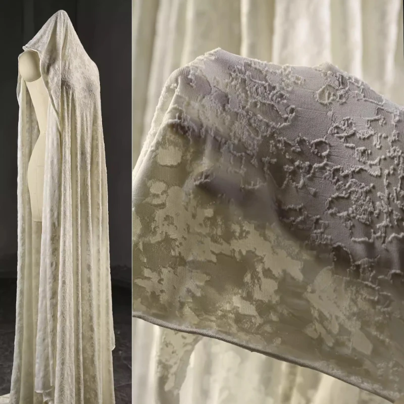 Vintage Sewing Textile - Tessuto a Maglia Albicocca con Texture
