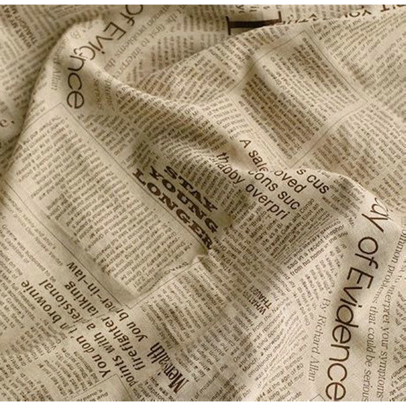 Sewing Tweed Fabric - 50x150 cm Retro Giornale Lettera Stampata