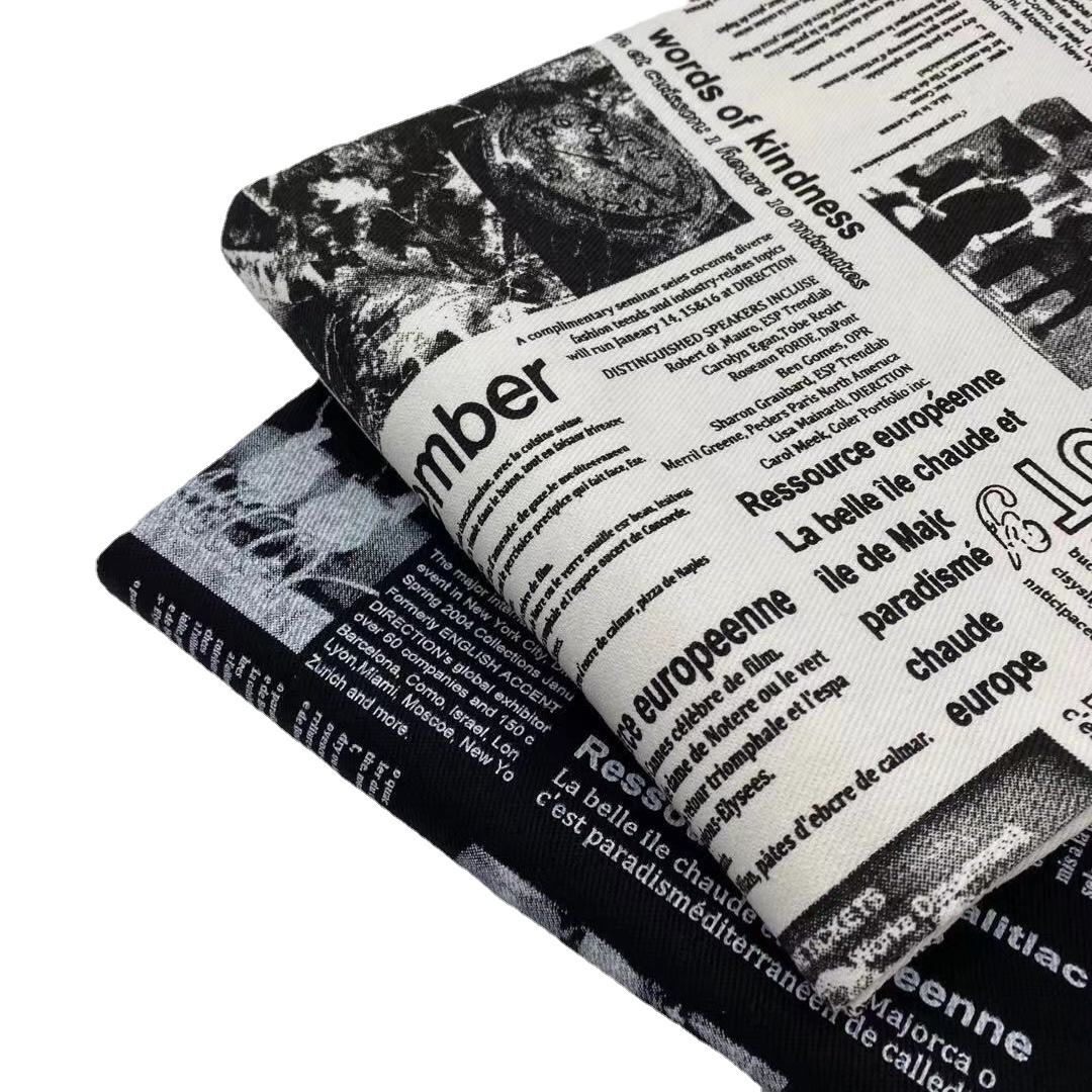 Sewing Tweed Fabric - Vintage retrò nero bianco giornale graffiti