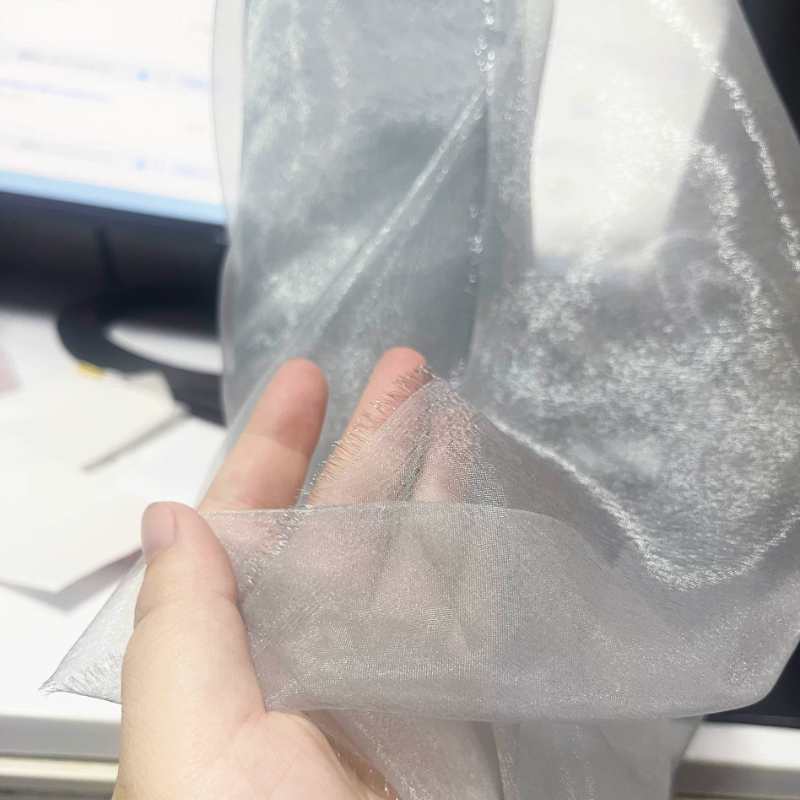 Sewing Garments - Tessuto in Organza e Chiffon Grigio/Oro