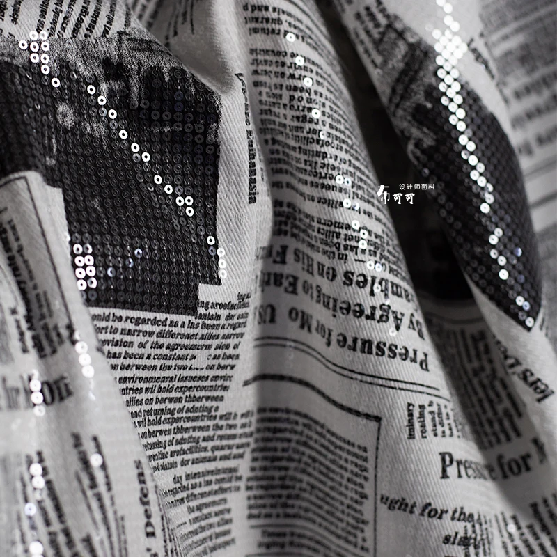 Sewing Tweed Fabric - Graffiti inglesi Giornale Denim Tessuto con