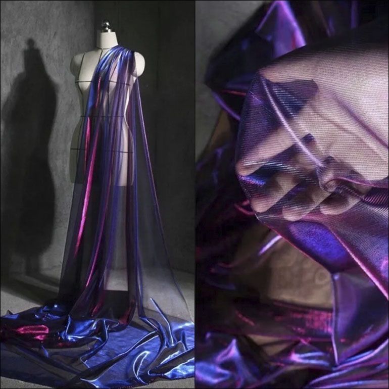 Sewing Technical Fabrics - Tessuto in Tulle Metallizzato Glitterato Sottile
